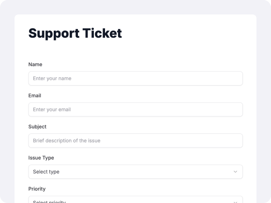 Support ticket form template