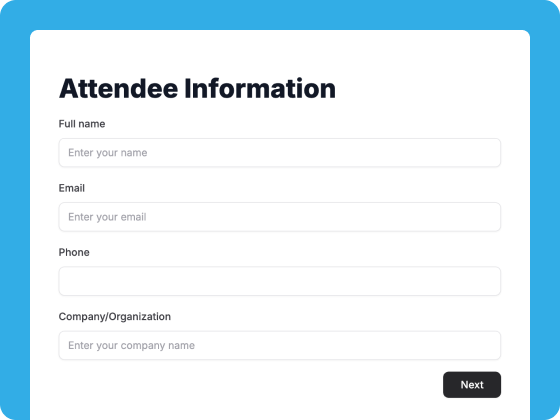 Event registration multi-step form template