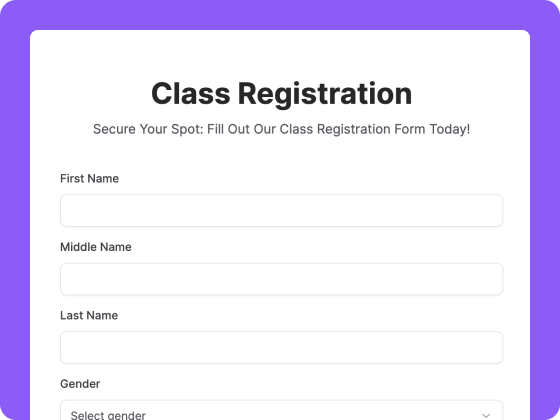 Class registration form template